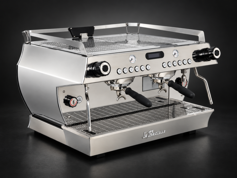La Marzocco GB5 X AV — ekspres na ciemnym tle